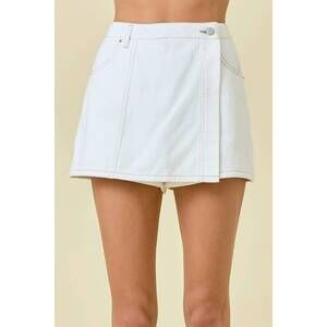 NEW DAY + MOON asymmetrical wrap denim skort in off white